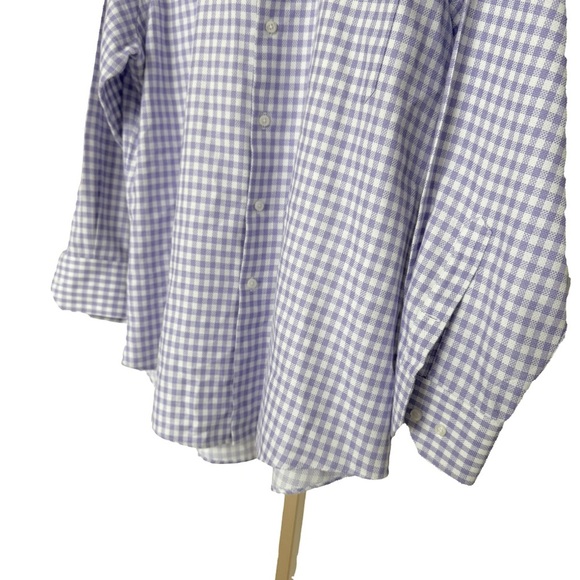 Neiman Marcus Men's Purple Gingham Check Classic Fit Button-Up Dress Shirt 16.5 - Picture 3 of 8
